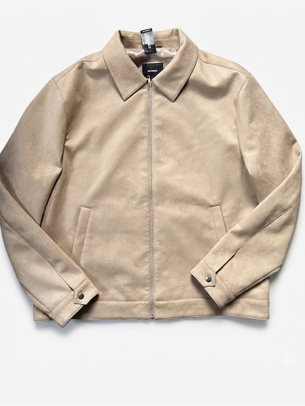 Express Men's Light Tan Zip-Front Shirt Jacket